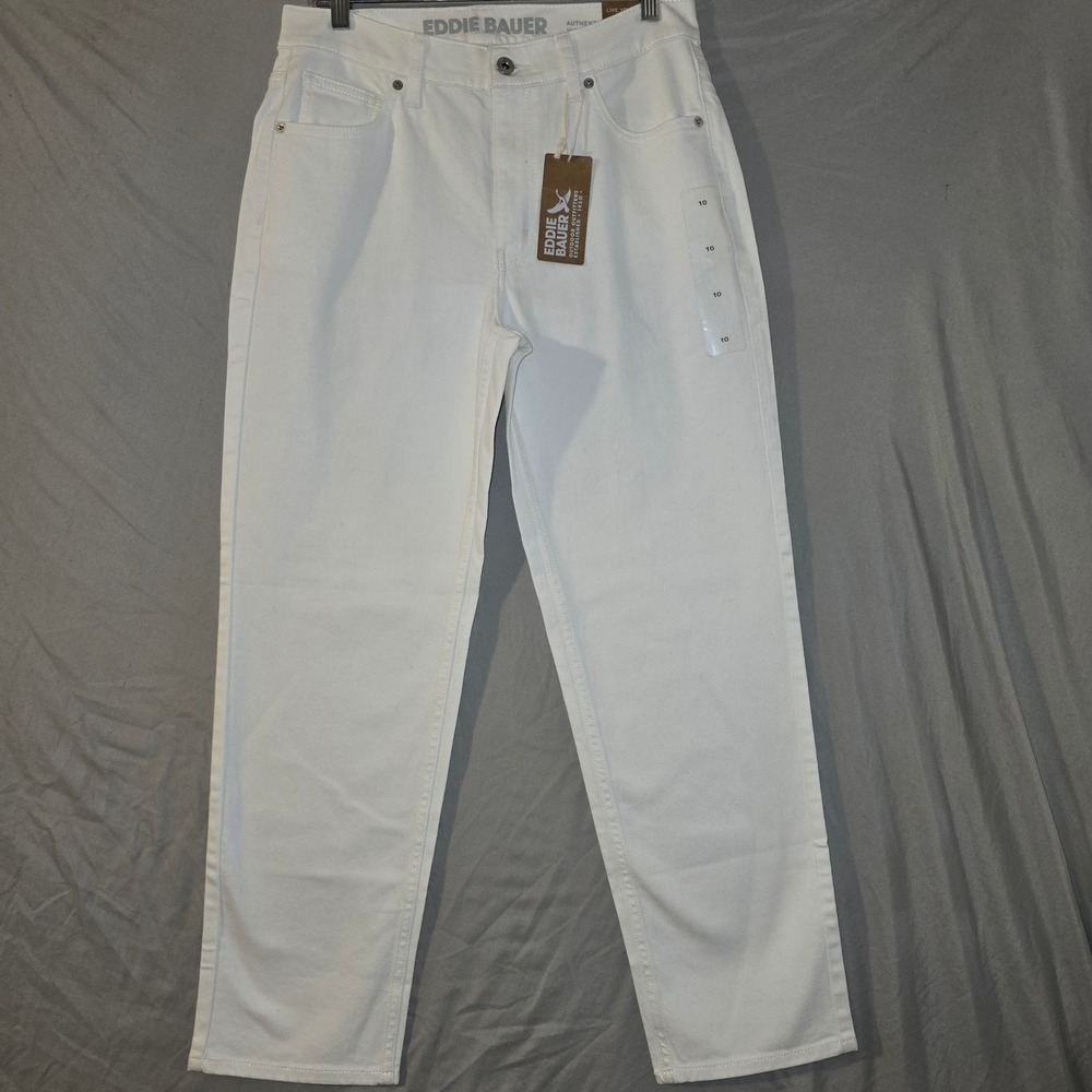 Eddie Bauer Voyager Straight Jeans 10 Womens White High Rise New With Tags